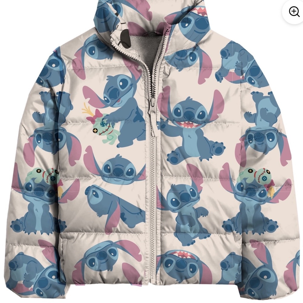 BRAND NEW Lilo & Stitch Girls Graphic Zip Puffer Jacket, Lightweight, Size 6/6X